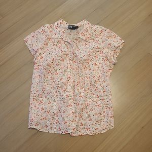 Button Down White and Pink Blouse